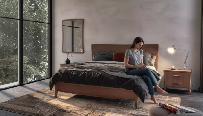 Sypialnia Zestaw Luksusowe Łóżko 2x Szafki nocne Design nowy brązowy 3-częściowy Modern