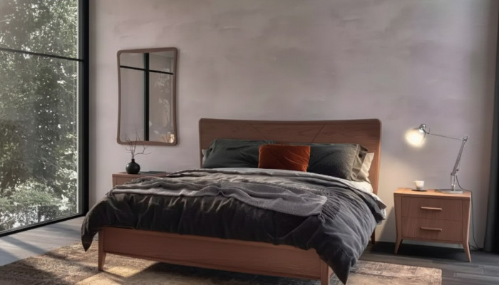 Sypialnia Zestaw Luksusowe Łóżko 2x Szafki nocne Design nowy brązowy 3-częściowy Modern