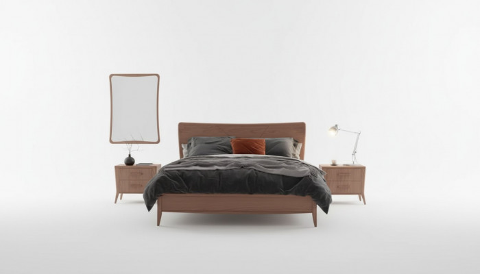 Sypialnia Zestaw Luksusowe Łóżko 2x Szafki nocne Design nowy brązowy 3-częściowy Modern