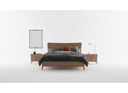 Sypialnia Zestaw Luksusowe Łóżko 2x Szafki nocne Design nowy brązowy 3-częściowy Modern