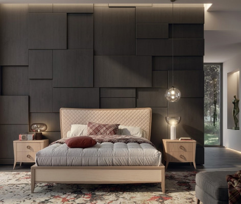 Sypialnia Zestaw Łóżko 2x Szafki nocne Design Luksusowy nowy 3-częściowy Modern Drewno