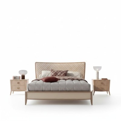 Sypialnia Zestaw Łóżko 2x Szafki nocne Design Luksusowy nowy 3-częściowy Modern Drewno