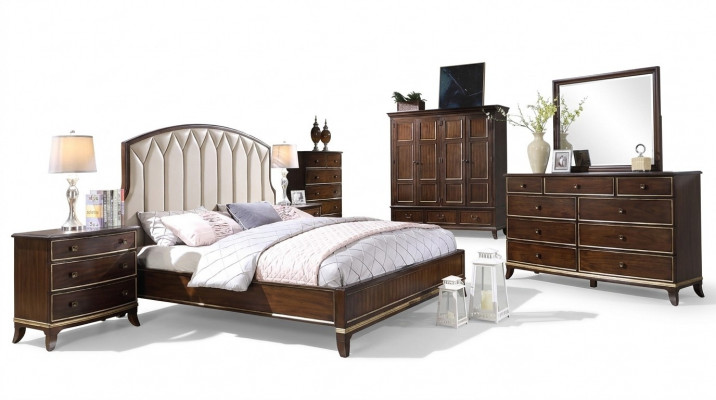 Łóżko 2x Szafki nocne Kredens Sypialnia Set Design Luksusowy nowy 4-częściowy