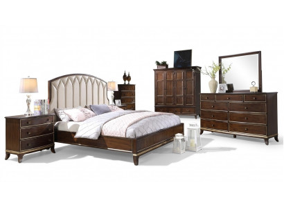 Łóżko 2x Szafki nocne Kredens Sypialnia Set Design Luksusowy nowy 4-częściowy