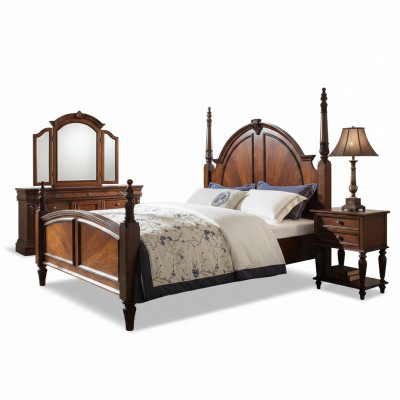 Sypialnia Łóżko Classic New stylowe w Modern brown Drewno Luxury