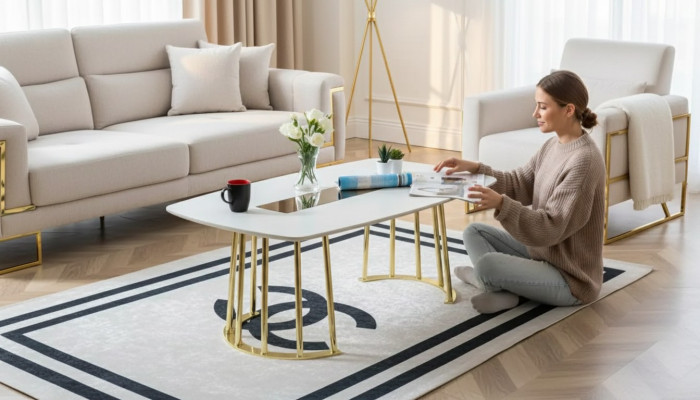 stolik kawowy Biały Nowoczesne Meble do Salonu Tabela Luxury Design New Luxury