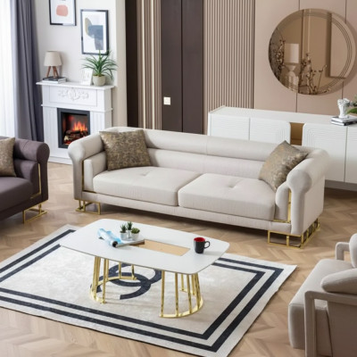 Sofa 3 miejsce do siedzenia Włókienniczy Living Room Design Modern New Luxury Biały