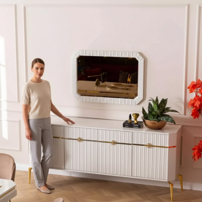Kredens Lustro Design Meble konsola Drewno projektanta do salonu