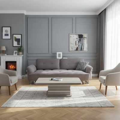 Sofa 3 miejsce do siedzenia Włókienniczy Living Room Design Modern New Luxury Biały szary