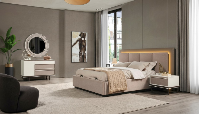 Zestaw Sypialnia Łóżko 2x szafki nocne Toaletka luksusowy nowy 5-częściowy design