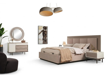 Zestaw Sypialnia Łóżko 2x szafki nocne Toaletka luksusowy nowy 5-częściowy design