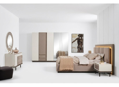 Zestaw Sypialnia Łóżko 2x szafki nocne Toaletka luksusowy nowy 6-częściowy design