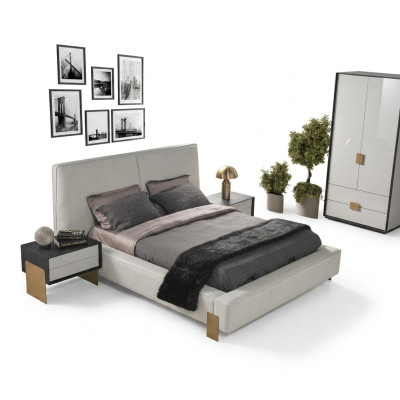 Luksusowy Zestaw Sypialnia Designerskie Podwójne łóżko 2x Szafki nocne Stylowe