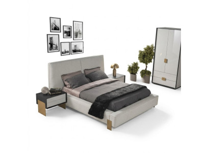 Luksusowy Zestaw Sypialnia Designerskie Podwójne łóżko 2x Szafki nocne Stylowe