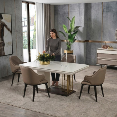 jadalnia Meble Designer Stół obiadowy 4x Krzesła Kompletny zestaw Ustawić 5-częściowy