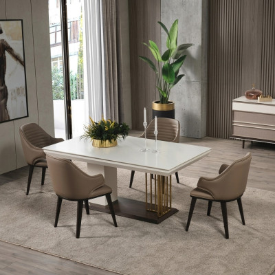jadalnia Meble Designer Stół obiadowy 4x Krzesła Kompletny zestaw Ustawić 5-częściowy