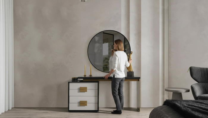 Sypialnia Stylowy zestaw designerski Toaletka Luxury Lustro 2-częściowy