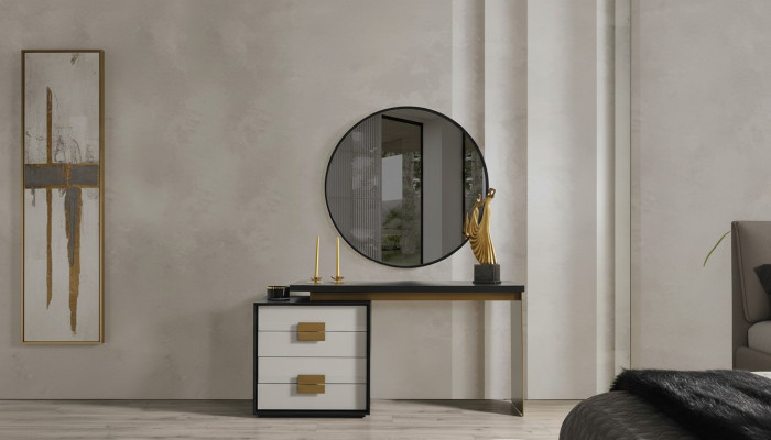 Sypialnia Stylowy zestaw designerski Toaletka Luxury Lustro 2-częściowy