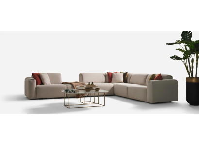 Beżowa designerska sofa do salonu Narożnikowa kanapa Luksusowa kanapa w kształcie litery L Meble tapicerowane