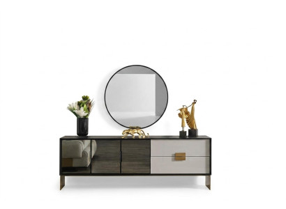 Czarny komplet do salonu designerski kredens luksusowy Lustro 2-częściowy zestaw nowy