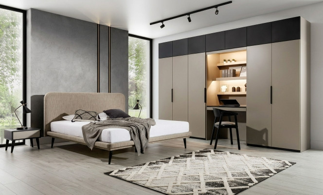 Zestaw Noble Sypialnia Designerskie Podwójne łóżko Szafa Szafki nocne
