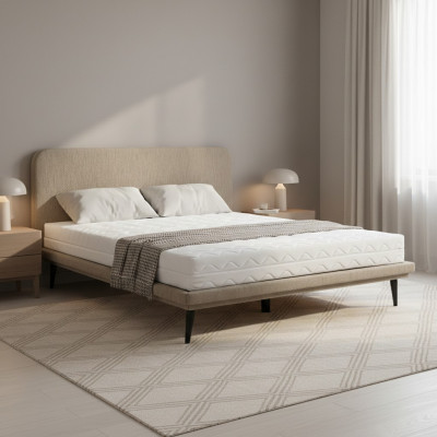 Brązowe łóżko tapicerowane Sypialnia łóżka Designerskie Luksusowe łóżka tekstylne