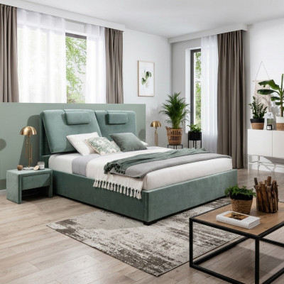 Kompletna Sypialnia Ustawić 3szt. Podwójne łóżko Designer 2x Szafki nocne