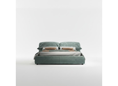 Green Sypialnia Designerskie łóżko Podwójne łóżko z luksusowej materiałowej drewnianej ramie