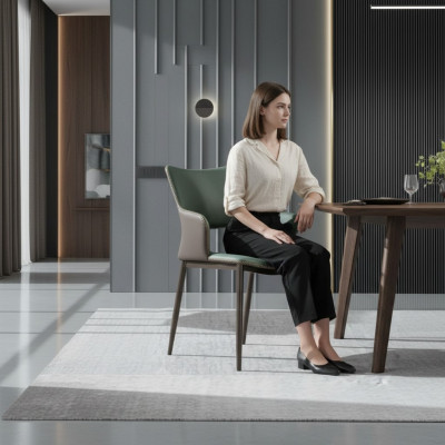 Brązowo-zielone drewno Krzesła do jadalni Designerskie drewniane krzesło Nowoczesne fotele