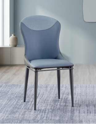 Niebieskie krzesło do jadalni z podłokietnikami, krzesła drewniane, designerskie skórzane krzesła