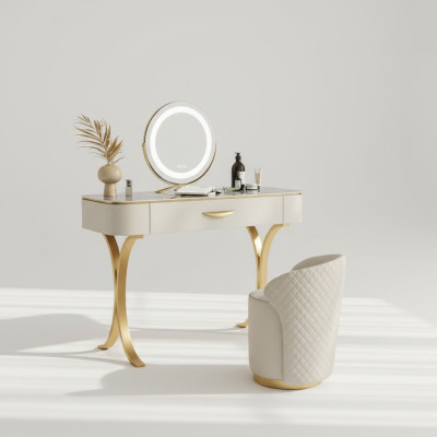 Beżowa designerska toaletka Toaletka Toaletka z szufladami