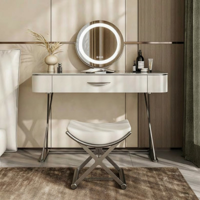 Designerski stolik kosmetyczny White Toaletka z Lustro z szufladami