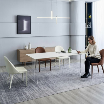 Biała jadalnia Tabela Stół obiadowy 6x Krzesła designerski zestaw jednomiejscowy 7-częściowy