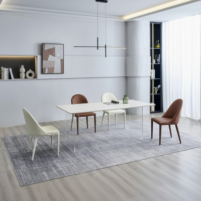 Biała jadalnia Tabela Stół obiadowy 6x Krzesła designerski zestaw jednomiejscowy 7-częściowy