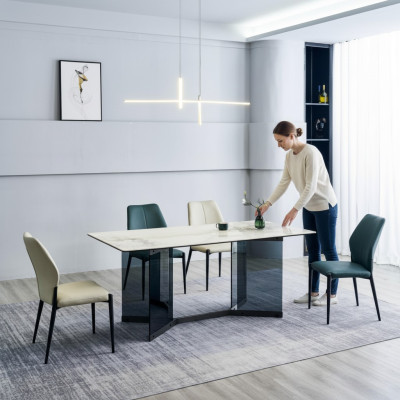 Biały Stół obiadowy designerska grupa restauracyjna 4x Nowoczesna Krzesła luksusowa jadalnia
