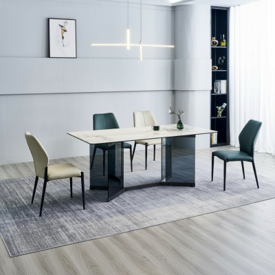 Biały Stół obiadowy designerska grupa restauracyjna 4x Nowoczesna Krzesła luksusowa jadalnia
