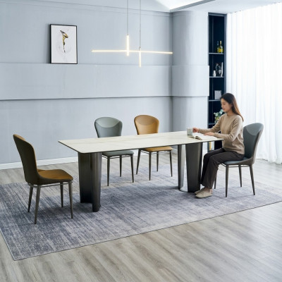 Stylowy komplet do jadalni projektanta Stół obiadowy 6x Krzesła 7-częściowy. Luksusowy zestaw