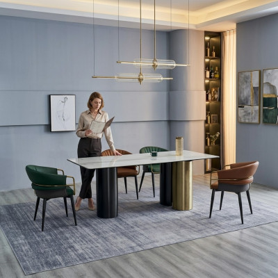 Stylowa grupa jadalniana designerska Stół obiadowy luksusowa grupa wypoczynkowa 6x Krzesła 7 sztuk