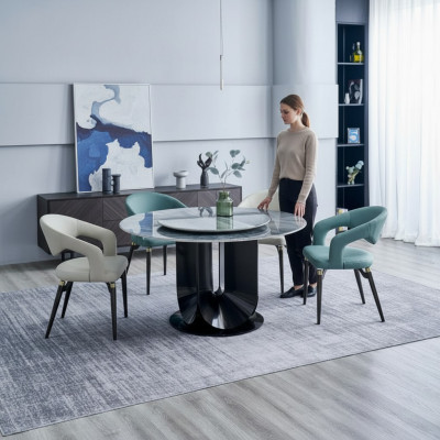Designerska grupa restauracyjna luksusowa okrągła Stół obiadowy 6x Krzesza Stylowa grupa wypoczynkowa