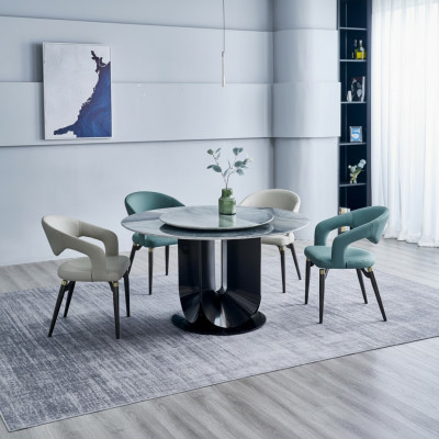 Designerska grupa restauracyjna luksusowa okrągła Stół obiadowy 6x Krzesza Stylowa grupa wypoczynkowa