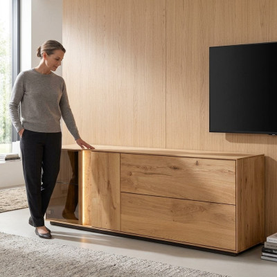 Brązowa szafa TV szafa do salonu stojak pod telewizor designerska szafka pod telewizor LED