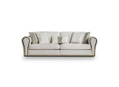 Biała trzyosobowa designerska sofa tapicerowana luksusowe 3-miejsce siedzące Włókienniczy mebel do siedzenia