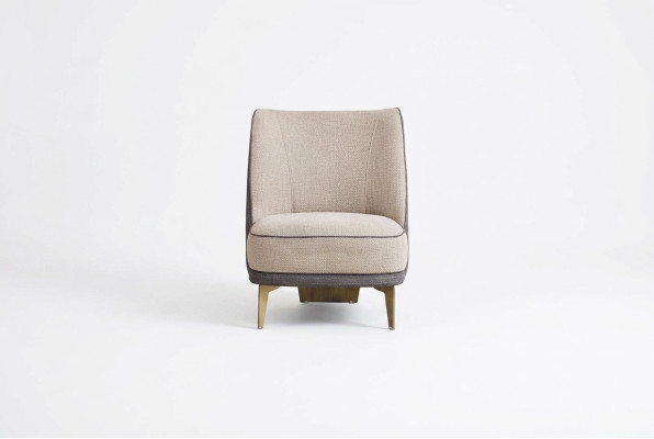 Szaro-Beżowy Fotel Designerski Pojedynczy Podłokietnik Fotel Salon 1-miejsce siedzące Nowość