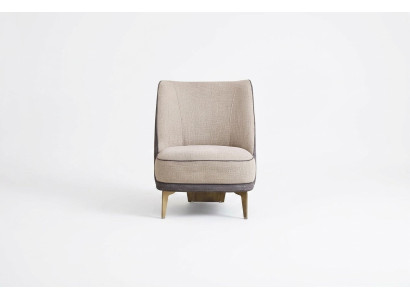 Szaro-Beżowy Fotel Designerski Pojedynczy Podłokietnik Fotel Salon 1-miejsce siedzące Nowość