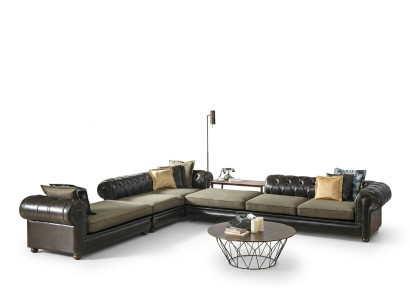 Zielono-czarny salon Chesterfield Sofa w kształcie litery L Podkładka do kanap Nowość