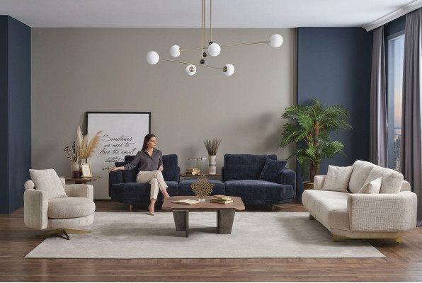 Zestaw Sof do Salonu 4+3+1 miejsce do siedzenia Design Couch Meble Włókiennicze Podkładka Nowe