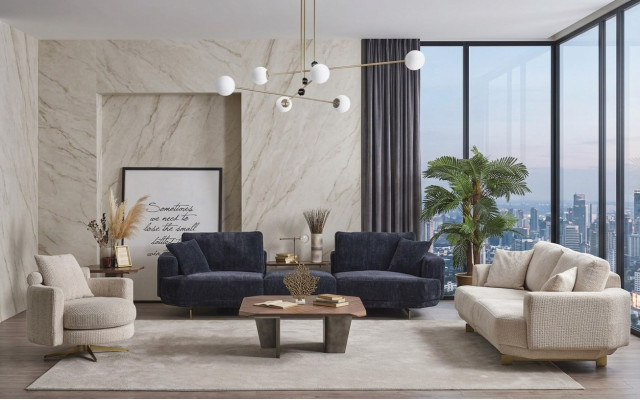 Zestaw Sof do Salonu 4+3+1 miejsce do siedzenia Design Couch Meble Włókiennicze Podkładka Nowe