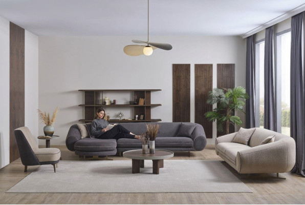 Designerski Pokój Dzienny Ustawić Sofę w kształcie litery L 3-miejsce siedzące Fotel Podkładka Meble
