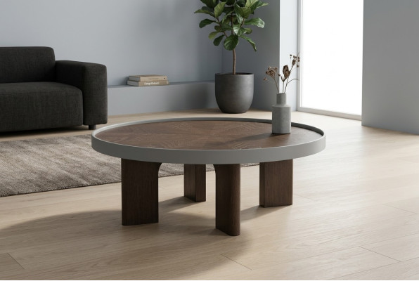 Nowoczesny okrągły stolik kawowy designerski brązowy stoliki do kawy do salonu