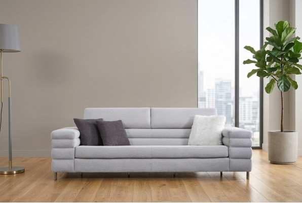 Szara trzyosobowa luksusowa 3-osobowa sofa salonowa Meble z drewnianą ramą